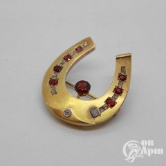 Броши "Подковы" с рубинами и бриллиантами